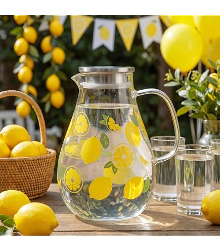 Amazon.com: Grant Howard 52132 Lemon Hand Painted Pitcher, 40 oz